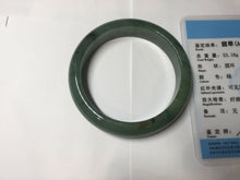 Load image into Gallery viewer, 55.5mm Certified Type A 100% Natural oily dark green(老油青)/gray Jadeite bangle BG225-3214
