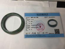 Load image into Gallery viewer, 55.5mm Certified Type A 100% Natural oily dark green(老油青)/gray Jadeite bangle BG225-3214