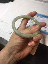 Load image into Gallery viewer, 58.6mm Certified Type A 100% Natural light green/brown round cut Jadeite Jade bangle AR109-4512
