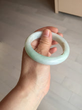 Load image into Gallery viewer, 53.5mm certified 100% natural Type A sunny green/white jadeite jade bangle BM41-8047