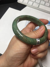 Load image into Gallery viewer, 55.5mm Certified Type A 100% Natural dark green/gray Jadeite Jade bangle D156-5371