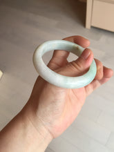 Load image into Gallery viewer, 53.5mm certified 100% natural Type A sunny green/white jadeite jade bangle BM41-8047