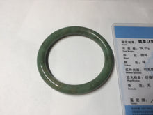 Load image into Gallery viewer, 50.5mm certificated Type A 100% Natural dark green/gray round cut oval Jadeite Jade bangle D157-5372