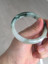 Load image into Gallery viewer, 53.6mm certified natural 100% natural Type A light green/white with green floating flowers jadeite jade bangle BP1-5003