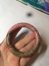 Load image into Gallery viewer, 55.5 100% natural red/pink/black/gray chubby round cut rose stone (Rhodonite) bangle SY23