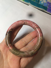 Load image into Gallery viewer, 55.5 100% natural red/pink/black/gray chubby round cut rose stone (Rhodonite) bangle SY23