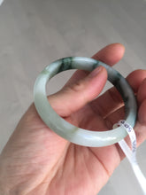 Load image into Gallery viewer, 53.6mm certified natural 100% natural Type A light green/white with green floating flowers jadeite jade bangle BP1-5003