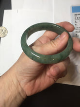 Load image into Gallery viewer, 55.5mm Certified Type A 100% Natural oily dark green(老油青)/gray Jadeite bangle BG225-3214