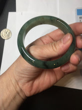 Load image into Gallery viewer, 55.5mm Certified Type A 100% Natural oily dark green(老油青)/gray Jadeite bangle BG225-3214