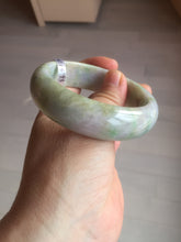Load image into Gallery viewer, 56.5mm certificated Type A 100% Natural sunny green/purple/yellow  Monet’s Water Lilies Jade bangle E62-1029