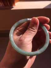 Load image into Gallery viewer, 58.5mm Certified Type A 100% Natural light green/blue/gray Guatemala slim round cut Jadeite bangle PD75-8151