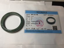 Load image into Gallery viewer, 57.5mm Certified Type A 100% Natural oily dark green(老油青)/gray Jadeite bangle BG226-3213