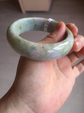 Load image into Gallery viewer, 56.5mm certificated Type A 100% Natural sunny green/purple/yellow  Monet’s Water Lilies Jade bangle E62-1029