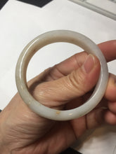 Load image into Gallery viewer, 52.7mm certified Type A 100% Natural white beige with yellow flying flowers Jadeite Jade bangle D158-3963