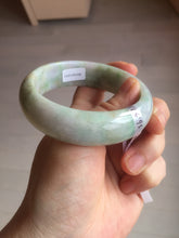 Load image into Gallery viewer, 56.5mm certificated Type A 100% Natural sunny green/purple/yellow  Monet’s Water Lilies Jade bangle E62-1029