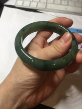 Load image into Gallery viewer, 57.5mm Certified Type A 100% Natural oily dark green(老油青)/gray Jadeite bangle BG226-3213