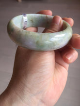 Load image into Gallery viewer, 56.5mm certificated Type A 100% Natural sunny green/purple/yellow  Monet’s Water Lilies Jade bangle E62-1029