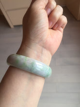 Load image into Gallery viewer, 56.5mm certificated Type A 100% Natural sunny green/purple/yellow  Monet’s Water Lilies Jade bangle E62-1029