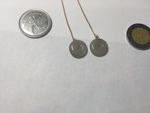 Load image into Gallery viewer, 12.8mm 100% Natural icy watery fine texture light green purple safe and sound donut button jadeite Jade dangling earring PB176