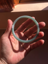 Load image into Gallery viewer, 60mm Certified Type A 100% Natural light green/blue/gray Guatemala slim round cut Jadeite bangle PD73-8152