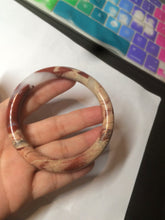 Load image into Gallery viewer, 61mm 100% natural red/pink/gray round cut red jasper stone bangle CB74