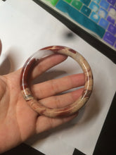 Load image into Gallery viewer, 61mm 100% natural red/pink/gray round cut red jasper stone bangle CB74