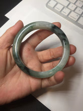 Load image into Gallery viewer, 60.3mm certified type A 100% Natural green/black Jadeite Jade bangle BM42-8565