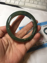 Load image into Gallery viewer, 57.5mm Certified Type A 100% Natural oily dark green(老油青)/gray Jadeite bangle BG226-3213