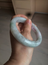Load image into Gallery viewer, 61.8 mm certified type A 100% Natural light green/white/purple chubby Jadeite Jade bangle BH44-2807
