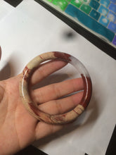 Load image into Gallery viewer, 61mm 100% natural red/pink/gray round cut red jasper stone bangle CB74