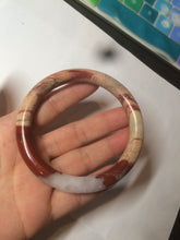 Load image into Gallery viewer, 61mm 100% natural red/pink/gray round cut red jasper stone bangle CB74