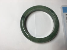 Load image into Gallery viewer, 55.5mm Certified Type A 100% Natural oily dark green(老油青)/gray Jadeite bangle BG227-3215