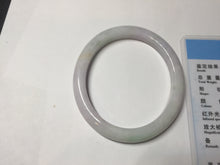 Load image into Gallery viewer, 50mm certified Type A 100% Natural light green purple white oval slim Jadeite Jade bangle D160-6354