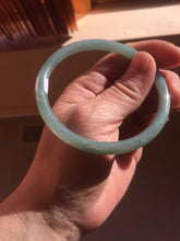Load image into Gallery viewer, 58.5mm Certified Type A 100% Natural light green/blue/gray Guatemala slim round cut Jadeite bangle PD72-8135
