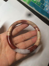 Load image into Gallery viewer, 61mm 100% natural red/pink/gray round cut red jasper stone bangle CB74