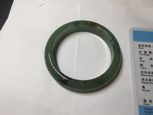 Load image into Gallery viewer, 55.5mm Certified Type A 100% Natural oily dark green(老油青)/gray Jadeite bangle BG227-3215