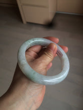 Load image into Gallery viewer, 61.8 mm certified type A 100% Natural light green/white/purple chubby Jadeite Jade bangle BH44-2807