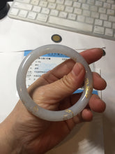 Load image into Gallery viewer, 56.5mm 100% Natural type A light green white carved and golden-painted Jadeite Jade bangle PA112-4326