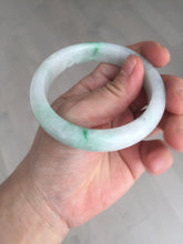 Load image into Gallery viewer, Shopify only. 55.7mm certified 100% natural icy watery light white/sunny green jadeite jade bangle BN73-9363