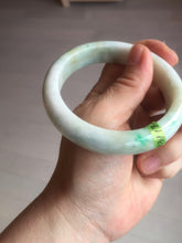 Load image into Gallery viewer, 58mm certificated Type A 100% Natural sunny green/white Jadeite Jade bangle E48-7904