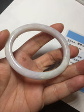 Load image into Gallery viewer, 50mm certified Type A 100% Natural light green purple white oval slim Jadeite Jade bangle D160-6354