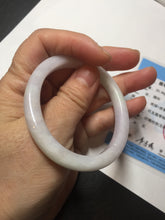 Load image into Gallery viewer, 50mm certified Type A 100% Natural light green purple white oval slim Jadeite Jade bangle D160-6354