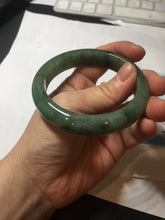 Load image into Gallery viewer, 55.5mm Certified Type A 100% Natural oily dark green(老油青)/gray Jadeite bangle BG227-3215