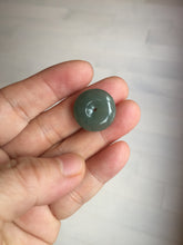 Load image into Gallery viewer, 18.4mm Type A 100% Natural oily dark green/gray Jadeite Jade Safety Guardian Button donuts Pendant PC110
