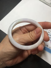 Load image into Gallery viewer, 50mm certified Type A 100% Natural light green purple white oval slim Jadeite Jade bangle D160-6354