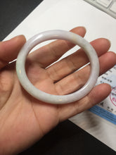 Load image into Gallery viewer, 50mm certified Type A 100% Natural light green purple white oval slim Jadeite Jade bangle D160-6354