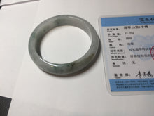 Load image into Gallery viewer, 55mm certified 100% natural icy watery light green with green floating flowers jadeite jade bangle AS88-7068