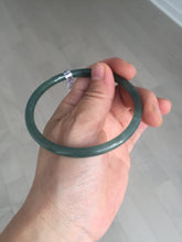 Load image into Gallery viewer, 60.5mm Certified Type A 100% Natural icy watery dark green/blue/gray/black slim round cut Guatemala Jadeite bangle BP12-7035