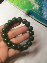 Load image into Gallery viewer, 100% Natural 10.7/11.9mm dark green/gray/black vintage style Jade(碧玉) bead bracelet group HF45