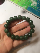 Load image into Gallery viewer, 100% Natural 10.7/11.9mm dark green/gray/black vintage style Jade(碧玉) bead bracelet group HF45